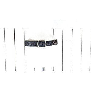 Vintage wide black metal studded rhinestones beaded leather belt 32